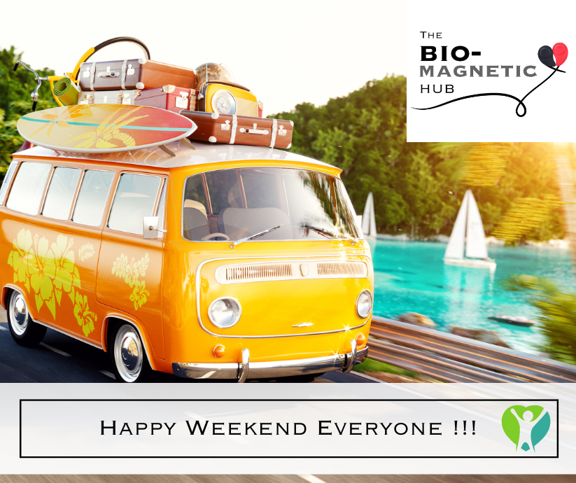 Bright orange retro van with luggage and a surfboard on top, driving by a scenic lakeside with sailboats, symbolizing a fun and carefree weekend.